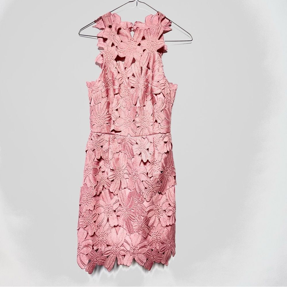 Saylor X Free People Jessa Lace Mini Shift Dress in Blush Mauve Pink S - Picture 4 of 14